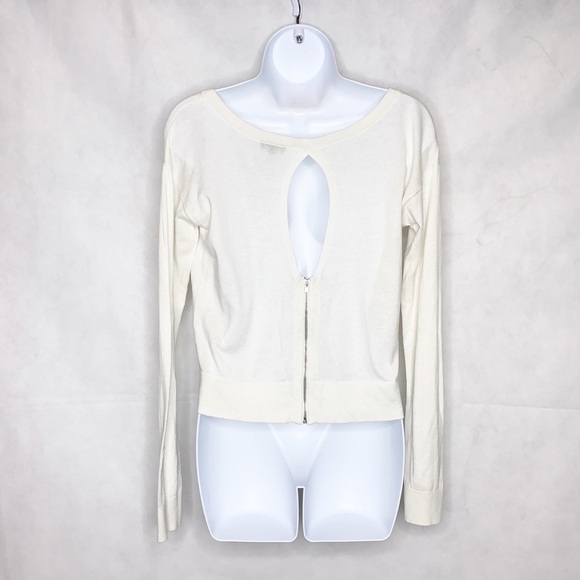 Express | Ivory Cropped Top w/Keyhole Zip Back | S - Picture 5 of 8